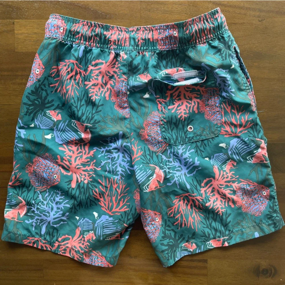 Amazon Essentials Men Swim Trunks Orange Green Blue Coral Shorts- size Small